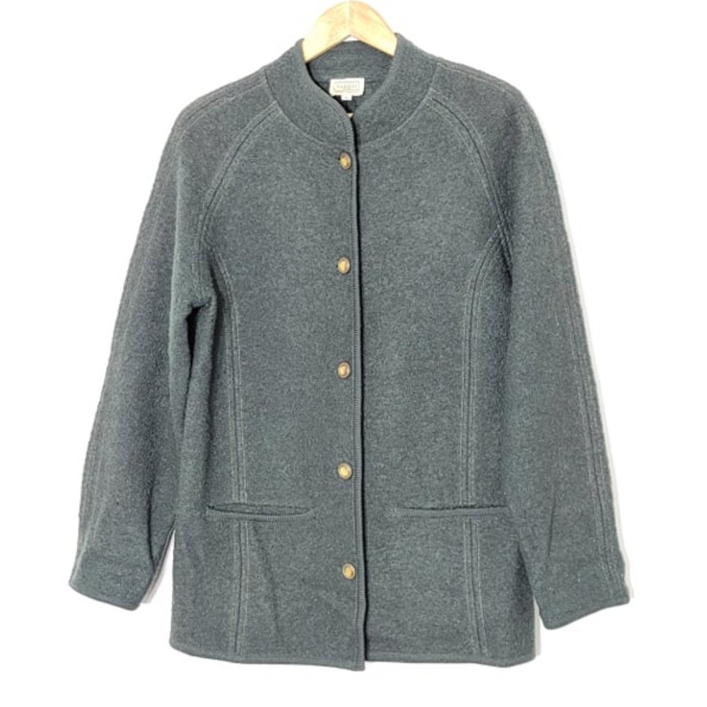 Haggar Vintage Forest Green 100% Wool Long Sleeve Button-Down Jacket Size Small